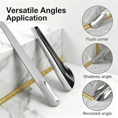 2 Pack Caulking Tool Kit, Metal Caulk Remover & Grout Cleaning Scraper, Silicone Finishing Tools for Wall Tile Gaps, Inside and Outside Corner Sealing Application, Bathroom Kitchen Shower Repair