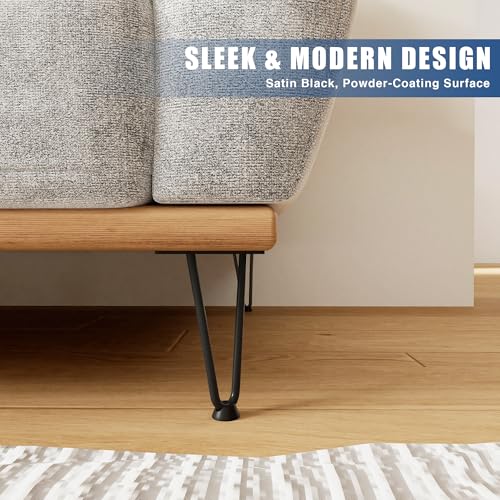 Hairpin Legs 8", Black Metal Furniture Legs for Coffee Table, Set of 4 - size: 8inch
