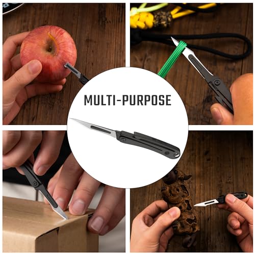 KeyUnity KK07 Titanium Craft Knife with Pocket Clip, 0.87-Inch Cutting Edge - color: Kk07black