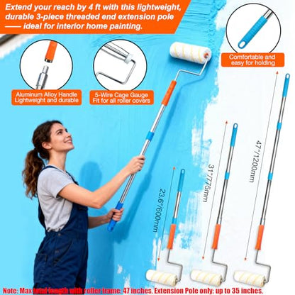 King Origin Paint Roller Kit with Extension Pole (4 ft), 10 PCS - color: 7" Rollers, 10-Pack
