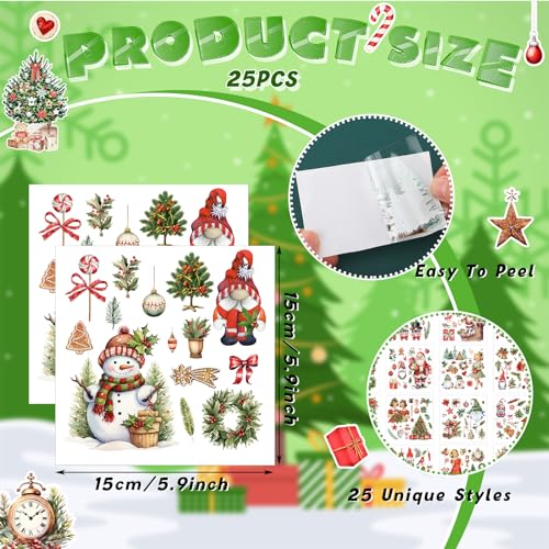 Dispowreath 25 Sheets Christmas Rub on Transfers for Crafts and Furniture - style: Xmas Tree