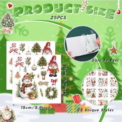 Dispowreath 25 Sheets Christmas Rub on Transfers for Crafts and Furniture - style: Xmas Tree