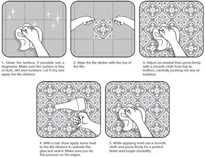 Moroccan Wall Stickers Peel and Stick Backsplash for Kitchen,Stick on Tiles