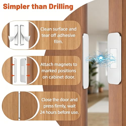 8 piece Ultra‑Thin Cabinet Magnetic Catch, No‑Drill Door Latch