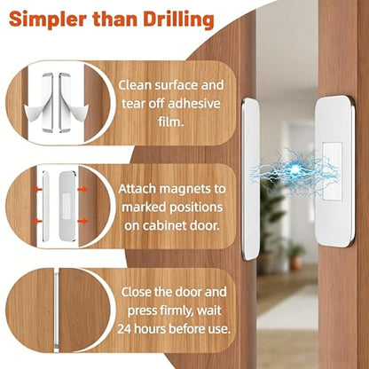 8 piece Ultra‑Thin Cabinet Magnetic Catch, No‑Drill Door Latch