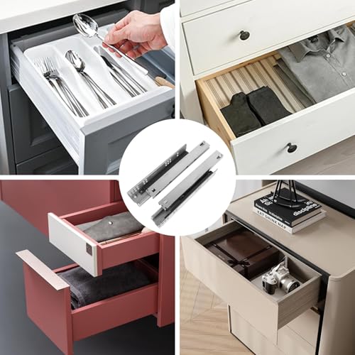 2 Pairs Undermount Drawer Slides Soft Close, 10 Inch Full Extension Bottom Mount Drawer Slides, Heavy Duty Cold Rolled Steel Hidden Drawer Sliders for 5/8" (16mm) Cabinet Board (10 in)