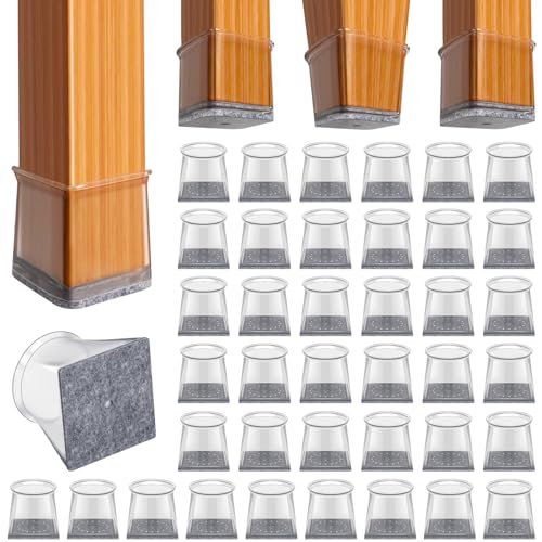 BUMACO 40Pcs Chair Leg Floor Protectors for Hardwood Floors Anti-Scratch - color: Clear-40 Pcs, size: Square XL