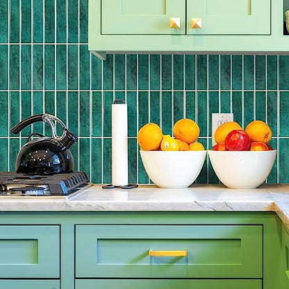Peel and Stick Tile，New Upgrade Thicker Design Self Adhesive 12" x 12" Large Premium Peel and Stick Backsplash for Kitchen,Bathroom, Living Room, RV Etc（10-Sheet）. - color: Turquoise Green