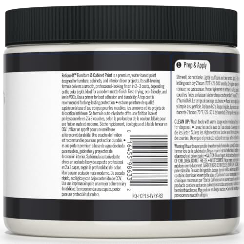 Retique It Furniture and Cabinet Paint - Paint for Cabinets, Dressers, Tables, Doors and DIY Home Decor Projects, Ivory Tower, 16 oz