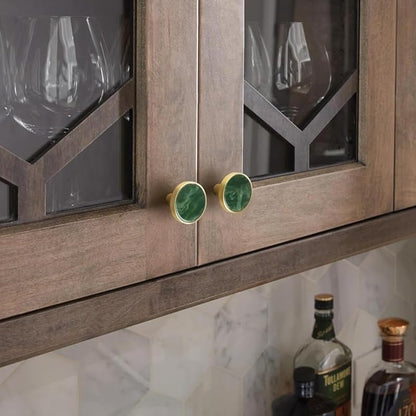 8 Pack Cabinet Knobs & Drawer Pulls, 32mm Classic Round Cabinet Hardware with Screws, Modern Simple Design for Kitchen Dresser Cupboard Office Drawer and Door Handles, Green