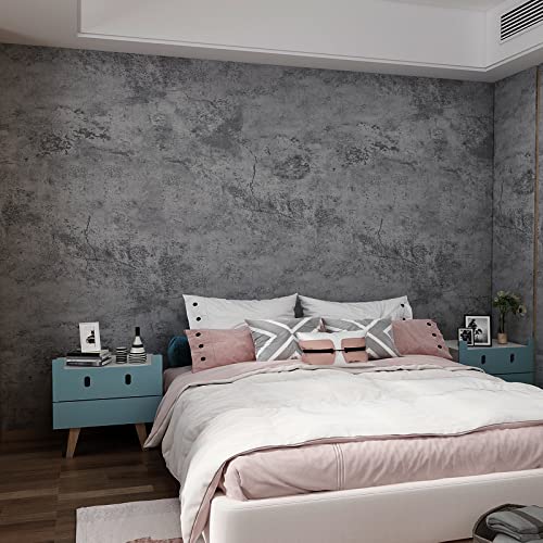 16"×354" Grey Blue Concrete Contact Paper 3D Extra Thick Faux Cement Concrete Wallpaper Peel and Stick Vinyl Textured Removable Adhesive Sticky Wall Tile Sticker for Kitchen Countertop Gym Bathroom - color: Grey Blue, size: 16" x 354"