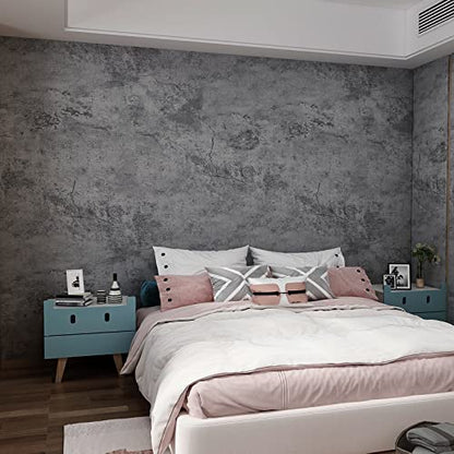 3yecao 16"×1181" Extra Thick Large Size Blue Grey Concrete Wallpaper Peel and Stick Waterproof Dark Blue Gray Concrete Cement Contact Paper Vinyl Industrial Textured Sticker for Bedroom Bathroom Gym - color: Grey Blue, size: 16" x 1181"
