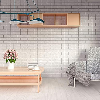 3D Wall Panels Peel and Stick in White, 20 PCS XPE Foam 3D Wallpaper, Faux Brick Wall Panels for Bedroom, Stairs, Kitchen - color: White Brick, size: 20PCS