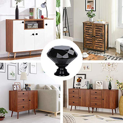STMK 10 Pack Drawer Knobs, Drawer Pulls Black Diamond Shaped Crystal Glass 30mm Cabinet Knobs Pull Handles with Screws for Home Office Cabinet Cupboard Chest Dresser (10 Pack 30 mm, Black)