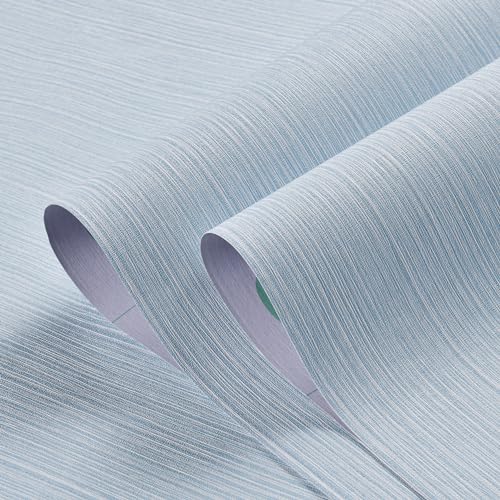 Haimin Grasscloth Wallpaper Textured 24in X 393in Fabric Contact Paper Light Blue Wall Paper Textured Linen Peel and Stick Self-Adhesive Thick Vinyl Embossed Film Wallpaper - color: Light Blue