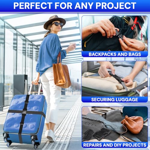 TECEUM 1" Nylon Strap Kit with Buckles, Black 6 yards Repair Set - color: Black, size: 1" - 6 yards, style: 6 Buckle - 12 Slides - 6 D-rind