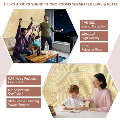 TO-TH Acoustic Panels Peel and Stick Sound Proof Panel 6Pack, Natural Oak - color: Natural Oak