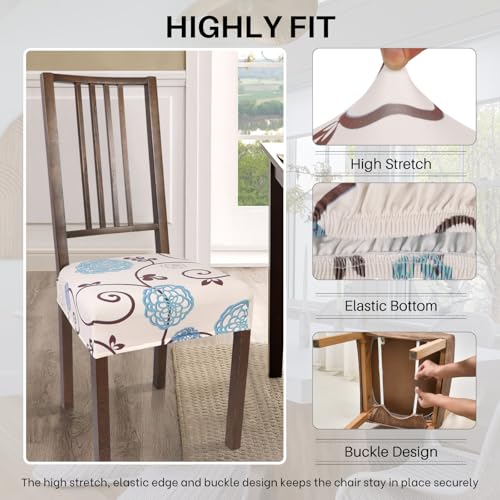 SearchI Dining Chair Seat Covers Set of 4, Rear Covered, Ball Flower - color: Ball Flower