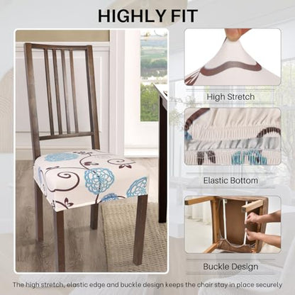 SearchI Dining Chair Seat Covers Set of 4, Rear Covered, Ball Flower - color: Ball Flower