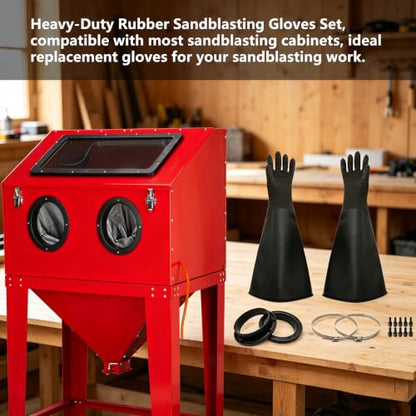 Heavy Duty Sandblasting Gloves Rubber Gloves for Sandblaster Protective Safety Work Black Striped Glove - color: Black 24.8" Gloves Set