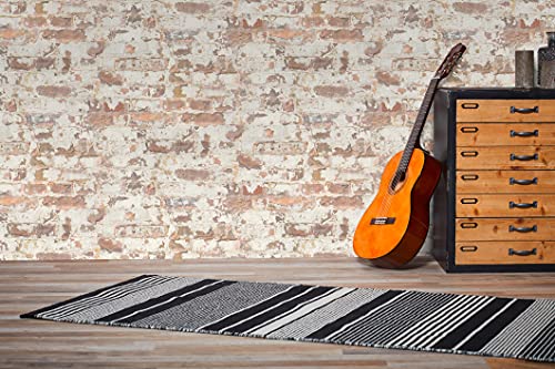 A.S. Création Livingwalls Wallpaper Industrial Design - White, Grey, Orange - Stone Wallpaper 395.99in x 20.87in Made in Germany - 369291 - color: Grey Orange White