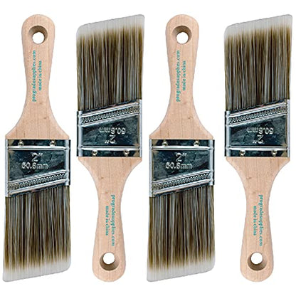 Vermeer Paint Brushes, 2 Inch Stubby Angled Paint Brush, Cut-in, 4 Pack