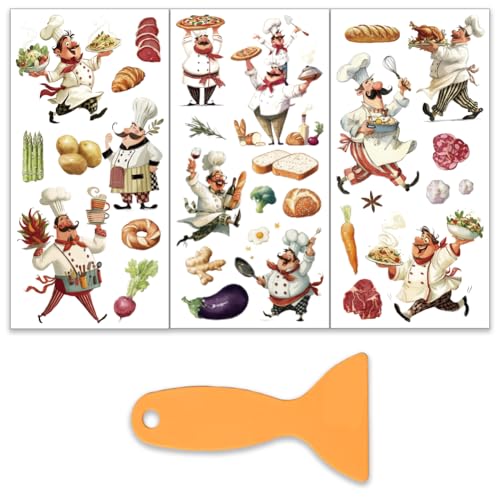 OLYCRAFT 3 Sheet Rub on Transfers 6x12 Inch Chef Ingredients Furniture Transfers Self-Adhesive Waterproof Transfer Stickers Seasoning Rub on Decals for Wood Glass Porcelain Dressers Home Decor - style: Chef