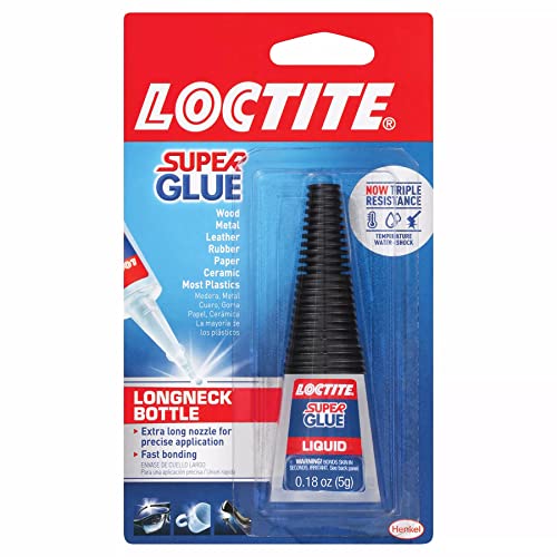 Loctite Super Glue Liquid Longneck Bottle, 5g Bottle (Pack of 6) Instant Adhesive for Plastic, Wood & Metal, Clear Superglue with Extra Long Precision Nozzle, Quick‑Dry Formula - size: 5g, style: 6 Pack
