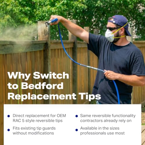 Bedford Precision 33-7411 Reversible Airless Spray Tip, .011" Orifice, 8"-10" Fan Pattern, Paint Sprayer Tip for Coating Applications, Compatible Replacement for Graco RAC 5 and Titan - size: .011", style: 8"-10" Fan