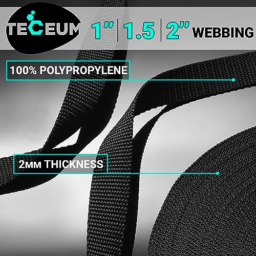 TECEUM Webbing Strap, 3/4" to 2", 10-50 Yds, Multi-Color Heavy Duty Tape - color: Black, size: 2"- 50 yards