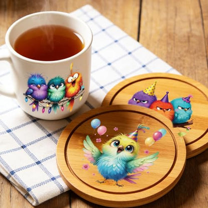 GLOBLELAND 56 Sheets Cartoon Birds Rub on Transfer 3.9x3.9 inch - color: Cartoon Birds