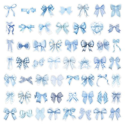 54Pcs Blue Bows Stickers Pack - Waterproof Stickers for Gifts,Scrapbooking,Laptop,Water Bottles,Skateboards,Mobile Phone SPKMMM - color: H