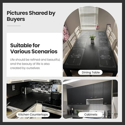 Abyssaly Black Wood Contact Paper Peel and Stick Wallpaper for Cabinets - color: Black, size: 35.6" x 118"