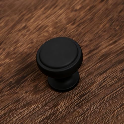 Soft-Touch Black Solid Zinc Alloy Cabinet Knob 4 Pack Round Knurled Cabinet Handle Hardware Drawer Pulls (4, Soft-Touch Black) - color: Soft-Touch Black