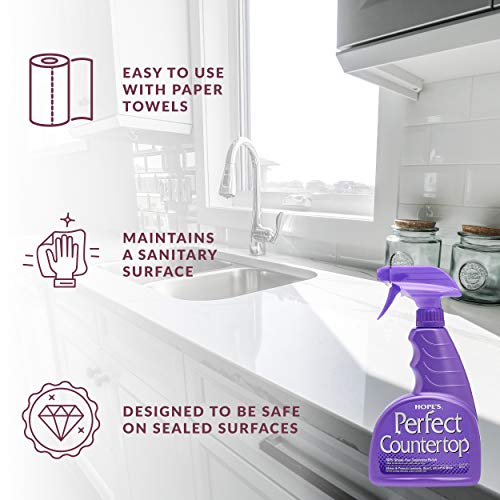 HOPE'S Perfect Countertop Cleaner and Polish 22-Ounce, Streak-Free Multi-Surface Cleaning Spray, Safe on Stone, Laminate, CORIAN, Granite, Quartz, Marble, Pack of 6 - style: 22 Fl Oz (Pack of 6)