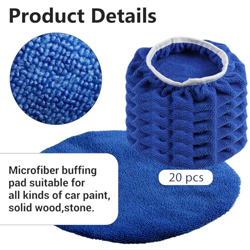 20 Pcs Polishing Bonnet Pads Buffer Bonnet Waxers Bonnet,Blue