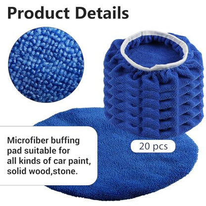 20 Pcs Polishing Bonnet Pads Buffer Bonnet Waxers Bonnet,Blue