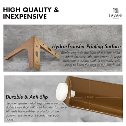 La Vane 4 Inch Diamond Triangle Metal Furniture Legs 4PCS- Heavy Duty Iron - color: Walnut, size: 4" / 10cm