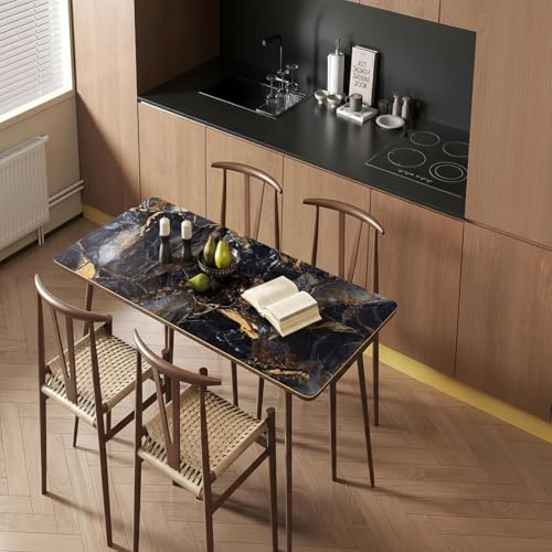 Black Marble Contact Paper Peel Stick Wallpaper Dark Blue Granite 24"x393" Textured Waterproof Self-Adhesive Removable Glossy Wide Vinyl Wrap Large for Countertop Living Room Kitchen Apartment - size: 4" x 24"
