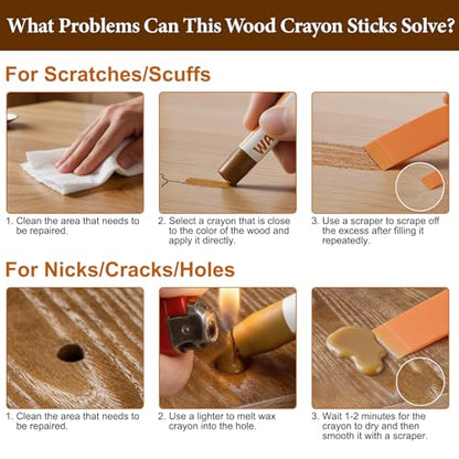 Wood Filler Sticks & Wax Repair Crayons - Fix Scratches, Scuffs & Holes - color: 16 Color