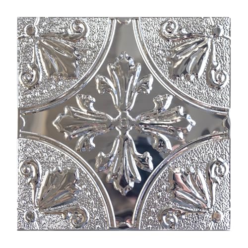 Peel and Stick Metal Backsplash Tiles, Silver Fleur, 10-Pack - style: Silver Fleur
