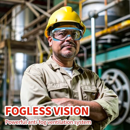 ANSI Z87.1 Safety Goggles, Anti-Fog Scratch-Resistant Eye Protection, Blue - style: Goggles Blue
