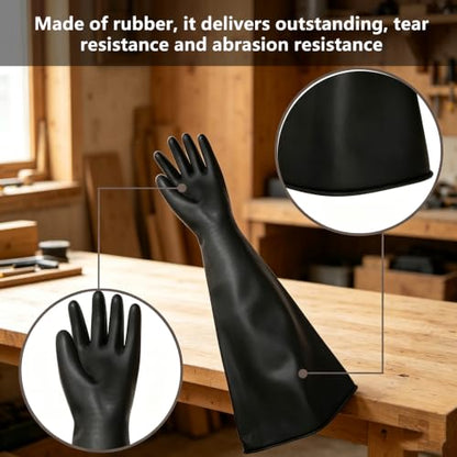 Heavy Duty Sandblasting Gloves Rubber Gloves for Sandblaster Protective Safety Work Black Striped Glove - color: Black 27.5" Gloves Set