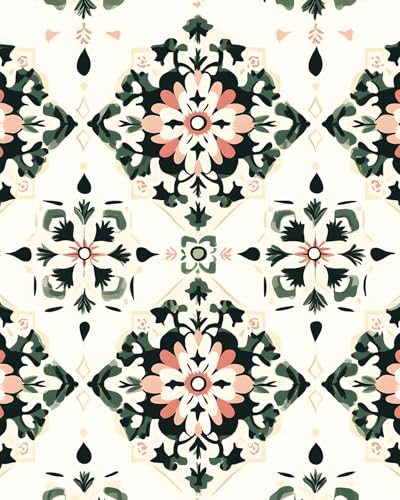BOKEBEVE Boho Floral Peel and Stick Wallpaper Beige Green 17.5 x 118In - color: Beige/Yellow/Green, size: 17.5" x 118"