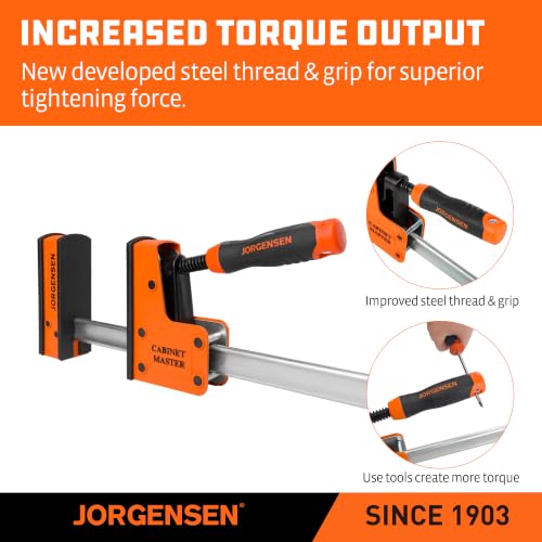 JORGENSEN 60-Inch Parallel Bar Clamps, 2-Pack Cabinet Master Bar Clamps - size: 60 Inch