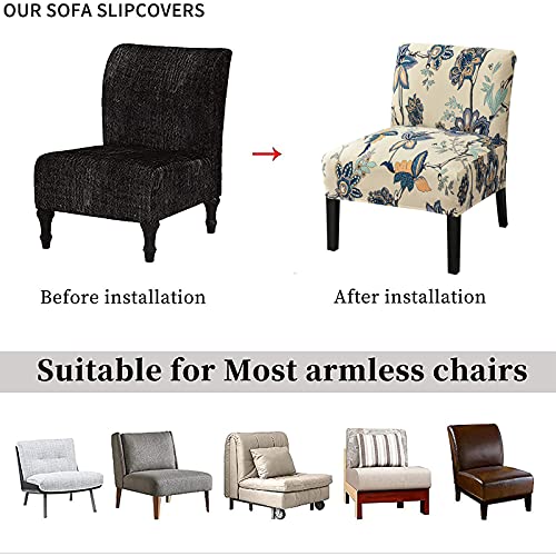 Eco-Ancheng Armless Chair Slipcover Removable Armless Accent Chairs Covers Washable Armless Slipper Chair Slipcover Printed Armless Chair Furniture Protector Covers for Living Dining Room Hotel - color: A14