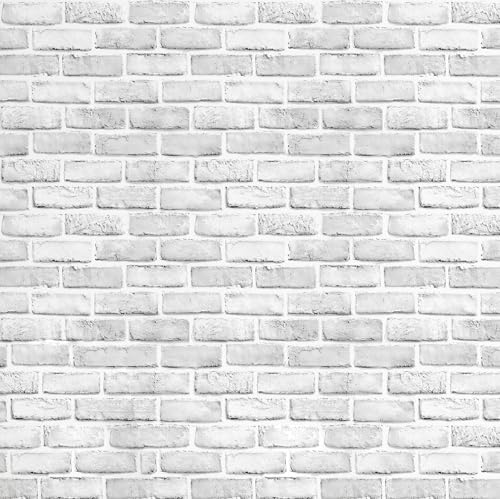 Hopeak White Brick Wallpaper, Self-Adhesive Peel and Stick Wallpaper Waterproof and Removable Good for Home Decoration and Furniture Renovation (17.5 x 394Inch) - color: White Brick, size: 17.5" x 394"