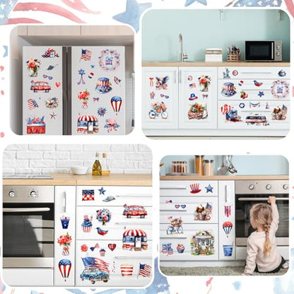 Whaline 12 Sheets Patriotic Rub on Transfer for Crafts Watercolor 4th of July Rub on Transfer Stickers Furniture Decals for 250th Anniversary Independence Day Party DIY Crafts, 5.5 x 5.5 Inch