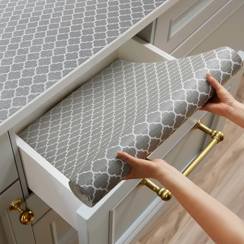 Shelf and Drawer Liner for Kitchen Cabinet Non-Adhesive Non Slip - color: Gray, size: 12"W x 118"L
