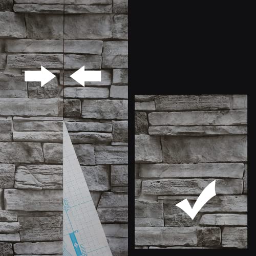 Grey Brick Wallpaper Peel and Stick 17.7"x 394" Newly Upgraded and Thickened Faux 3D Stone Wallpaper for Bathroom, Bedroom, Kitchen, Living Room - size: 17.7" x 393"